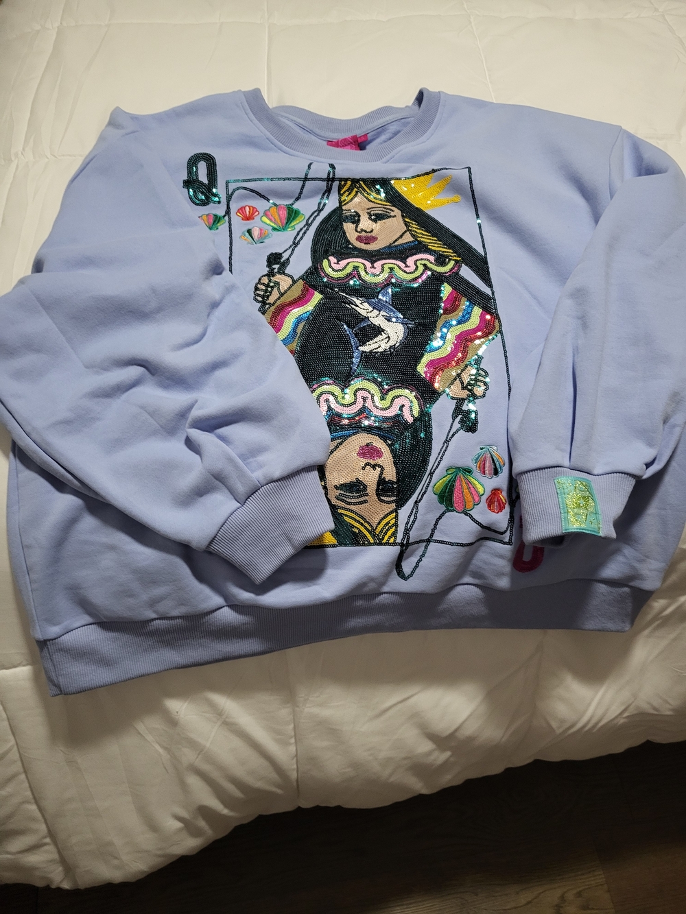 Queen Of Sparkles Custom Lavender Graphic Sequin Queen Sweatshirt